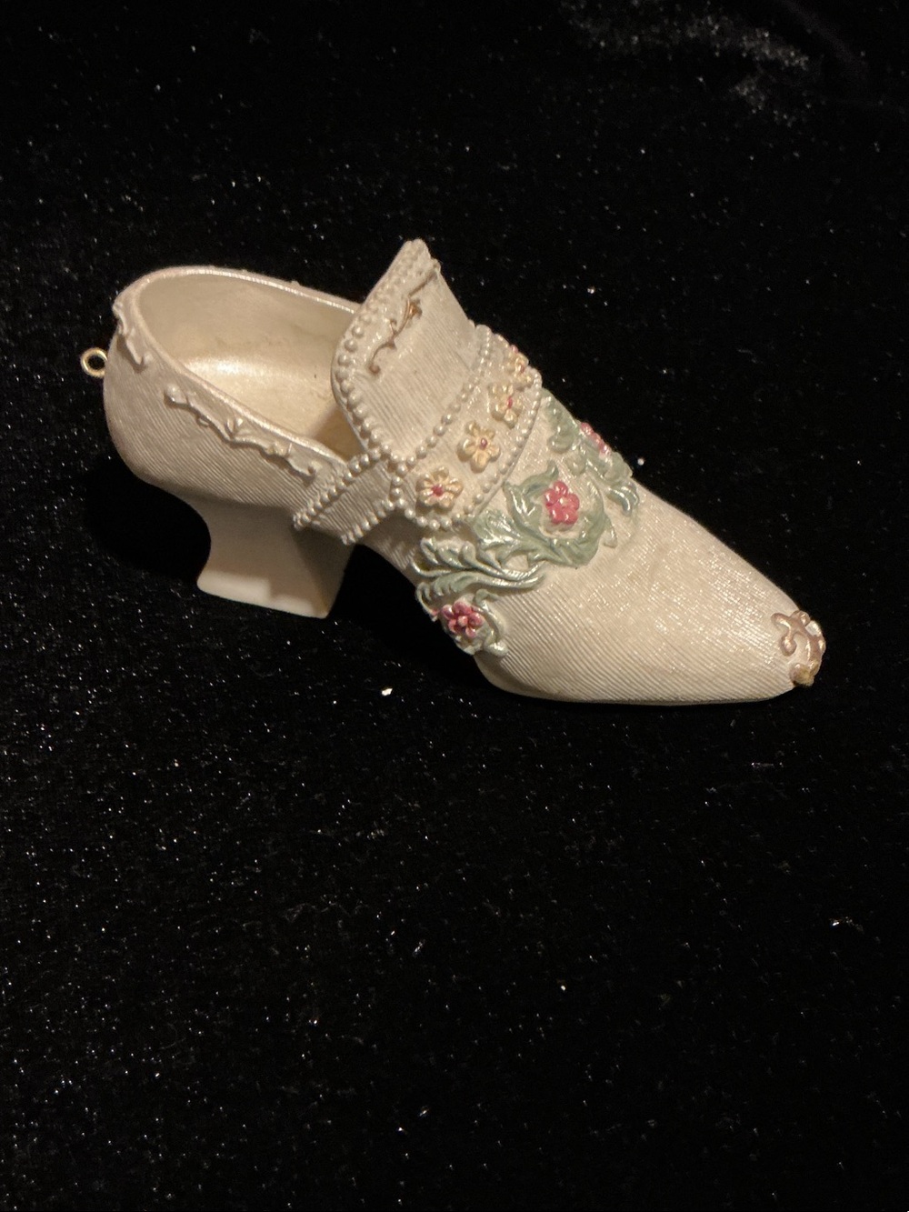 Vintage Shoe Figurine with Floral Decoration Ornament